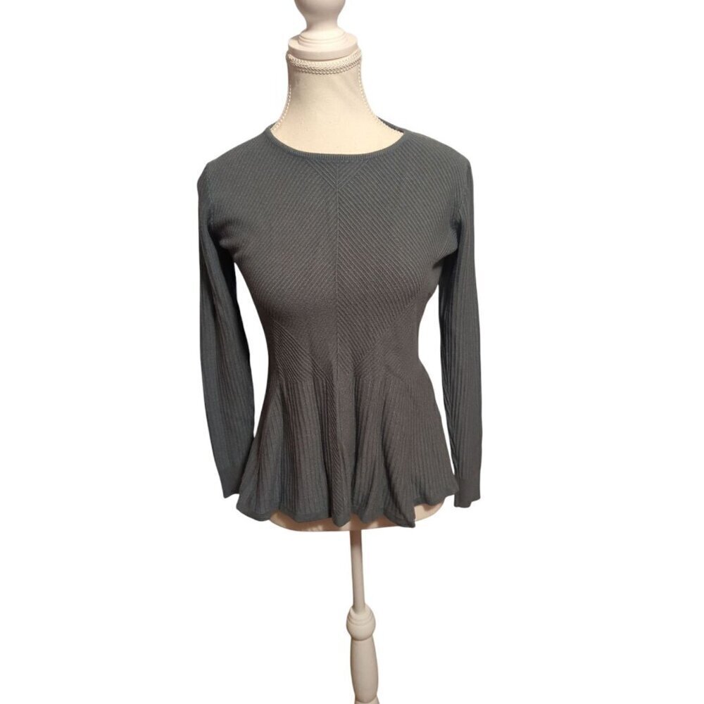 Vila Milano Womens Gray Wool Blend Ribbed Knit,Pullover Sz Small